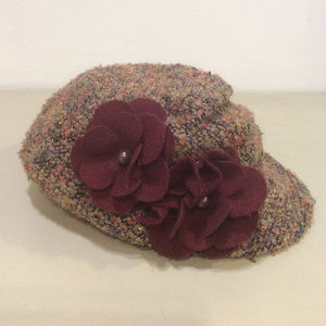 ICING Breton Hat Cap Fall Colors with Flowers